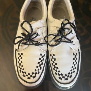 T.U.K. White Leather D-Ring Sneaker Creepers